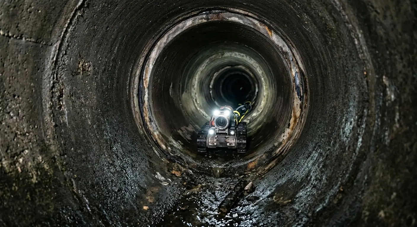 Robotic sewer camera inspecting pipe interior for Sewer Line Repair in Lincolnton